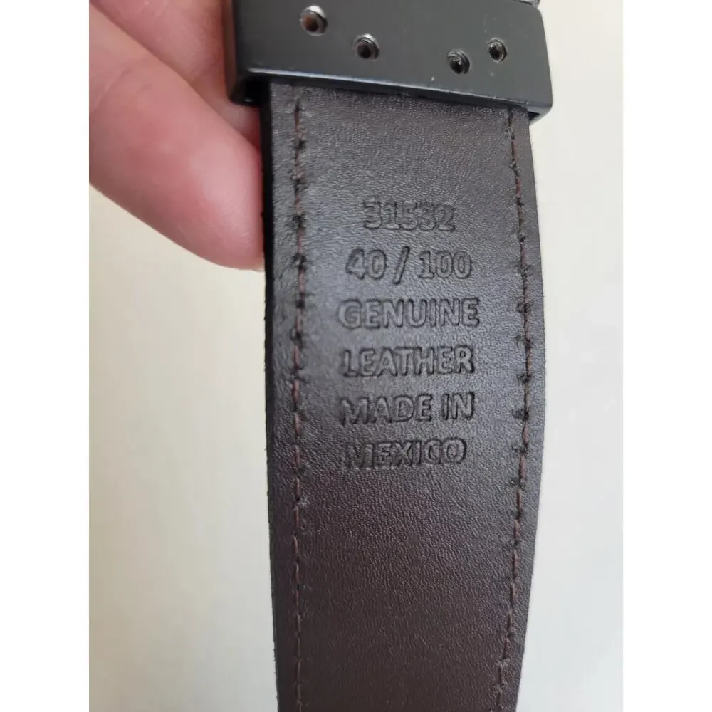 Belt Black Genuine Leather Formal Business Career Work Dress Men's Belt Size 40‎